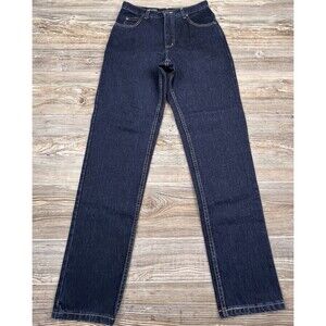 VTG 90's Lands End Mom Jeans Sz 8 High Rise Dark Wash Denim USA Made Dead Stock